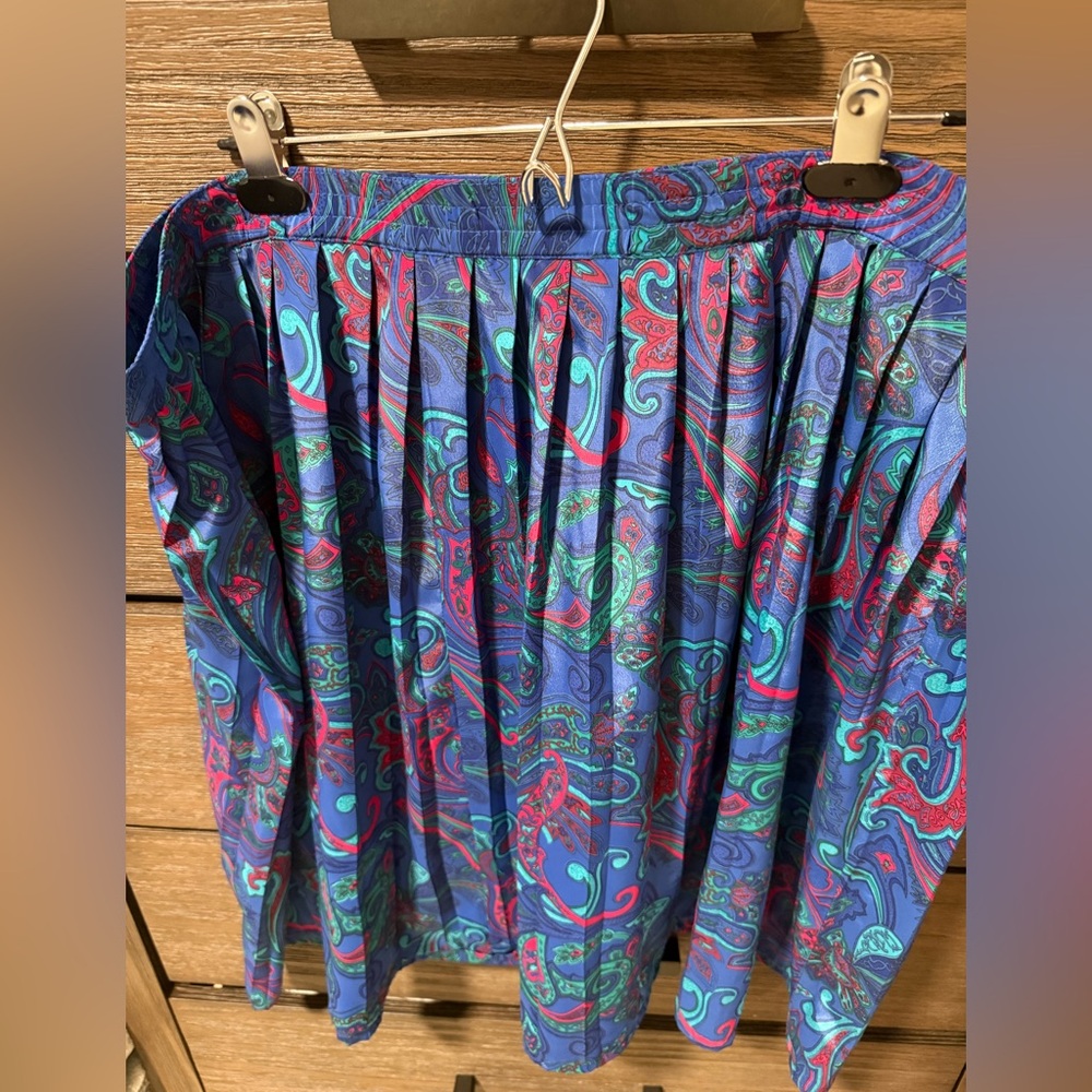 Vintage Alfred Dunner Vibrant Paisley A-Line Skirt - Blue and Red
